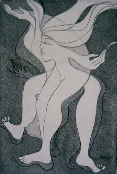 Printmaking titled "femme" by Marie-Noëlle Gagnan, Original Artwork, Engraving
