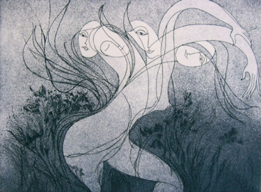 Gravures & estampes intitulée "danse de Salomé" par Marie-Noëlle Gagnan, Œuvre d'art originale, Gravure