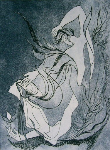 Отпечатки и Гравюры под названием "réveil d'Adam" - Marie-Noëlle Gagnan, Подлинное произведение искусства, гравюра