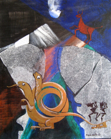 Peinture intitulée "Langue de vipère" par Marie-Noëlle Gagnan, Œuvre d'art originale, Huile