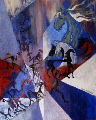 Malerei mit dem Titel "Jeu" von Marie-Noëlle Gagnan, Original-Kunstwerk, Öl