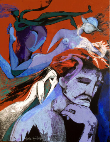 Pittura intitolato "le penseur" da Marie-Noëlle Gagnan, Opera d'arte originale, Acrilico