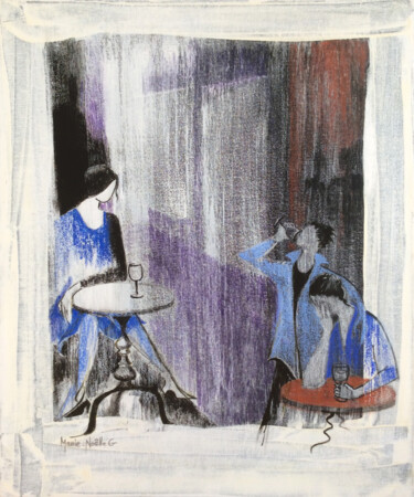 Painting titled "le bistrot" by Marie-Noëlle Gagnan, Original Artwork