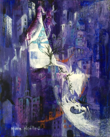 Painting titled "nuit blanche" by Marie-Noëlle Gagnan, Original Artwork, Acrylic