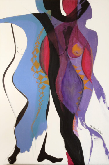 Painting titled "simplement femme" by Marie-Noëlle Gagnan, Original Artwork, Acrylic