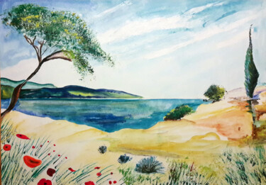 Peinture intitulée "bord de mer" par Marie-Noelle Roy, Œuvre d'art originale, Acrylique
