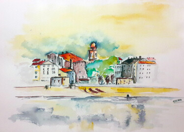 Painting titled "Arles" by Marie-Noelle Roy, Original Artwork, Watercolor