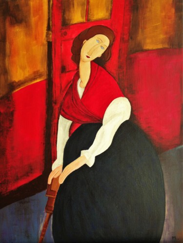Peinture intitulée "Jeanne Hébuterne" par Marie Normand, Œuvre d'art originale, Acrylique
