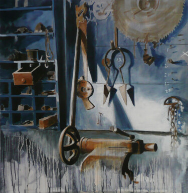 Painting titled "L'atelier des Iscles" by Marie-Odile Ginies, Original Artwork, Acrylic