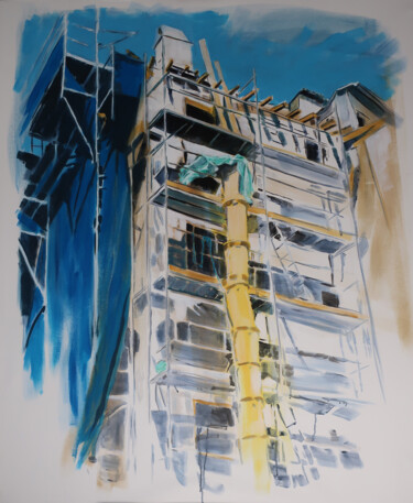Painting titled "Le chantier sur la…" by Marie-Odile Ginies, Original Artwork, Acrylic