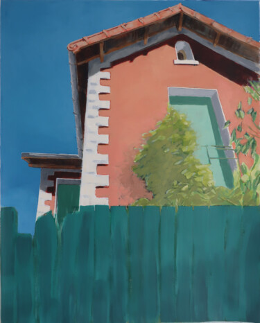 Peinture intitulée "Maison, la palissade" par Marie-Odile Ginies, Œuvre d'art originale, Acrylique