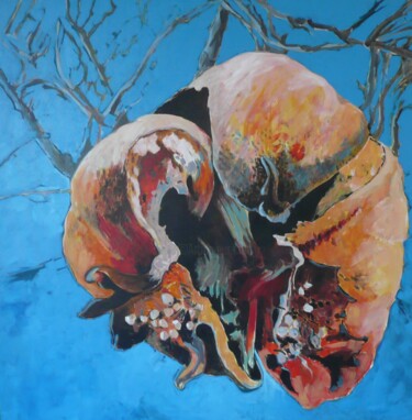 Картина под названием "Granatum malum 2" - Marie-Odile Ginies, Подлинное произведение искусства, Акрил Установлен на Деревян…