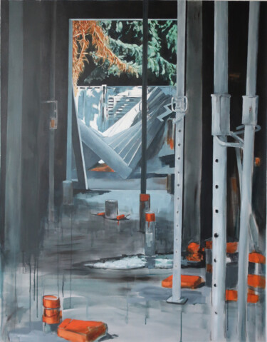 Painting titled "Chantier Saint-Roch…" by Marie-Odile Ginies, Original Artwork, Acrylic