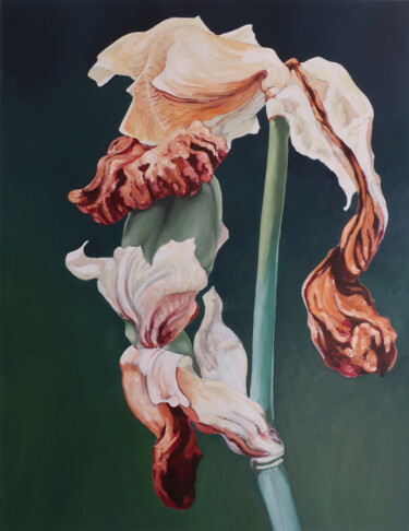 Malerei mit dem Titel "Capsules, Iris" von Marie-Odile Ginies, Original-Kunstwerk, Öl Auf Keilrahmen aus Holz montiert