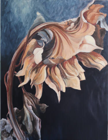 Peinture intitulée "Tournesol" par Marie-Odile Ginies, Œuvre d'art originale, Huile Monté sur Châssis en bois