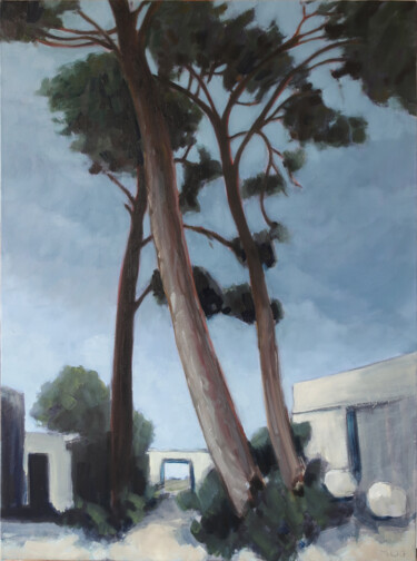 Peinture intitulée "Trois pins, Le Beau…" par Marie-Odile Ginies, Œuvre d'art originale, Huile Monté sur Châssis en bois