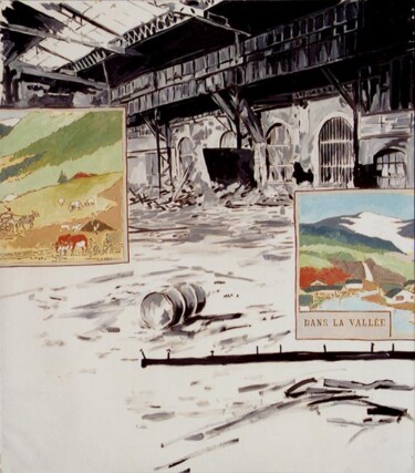 Pintura intitulada "Dans la vallée" por Marie-Odile Ginies, Obras de arte originais, Acrílico