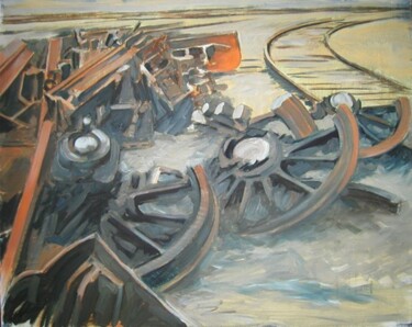 Painting titled "fer-rail 1" by Marie-Odile Ginies, Original Artwork