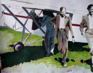 Peinture intitulée "Aérodrome" par Marie-Odile Ginies, Œuvre d'art originale, Acrylique