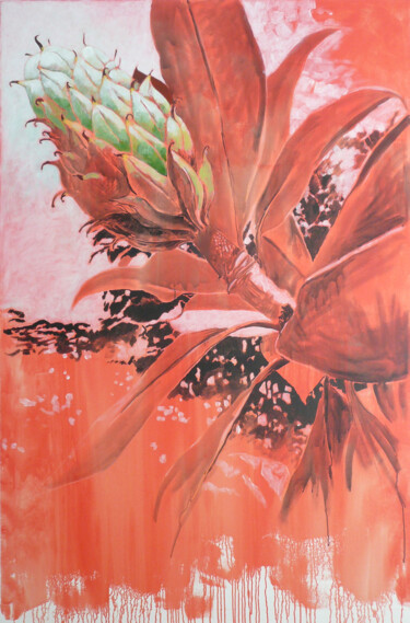 Painting titled "Fruit vert, magnolia" by Marie-Odile Ginies, Original Artwork, Acrylic
