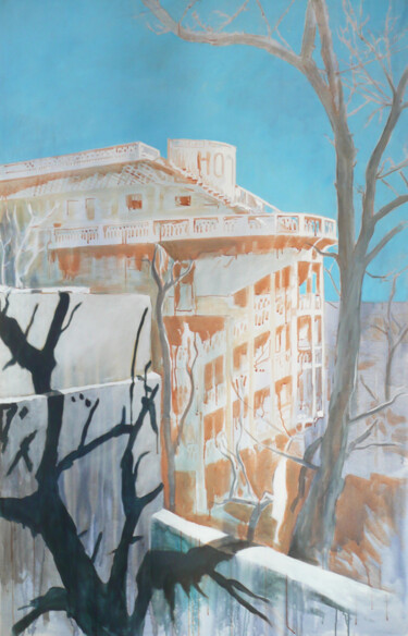 Peinture intitulée "Un hôtel à Cerbère…" par Marie-Odile Ginies, Œuvre d'art originale, Acrylique