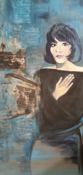 Painting titled "juliette Greco" by Marie Pascale Martins, Original Artwork, Acrylic