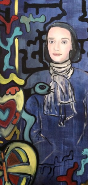 Painting titled "Niki de saint Phalle" by Marie Pascale Martins, Original Artwork, Acrylic Mounted on Wood Stretcher frame