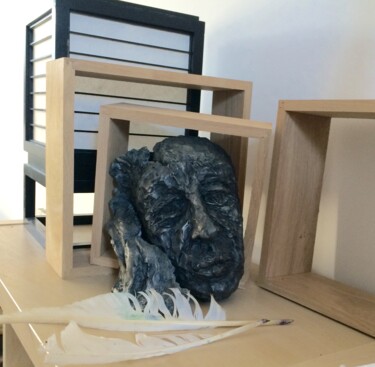 Скульптура под названием "Giacometti portrait" - Marie Pascale Martins, Подлинное произведение искусства, Керамика