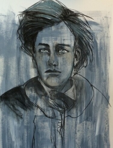 Drawing titled "arthur rimbaud" by Marie Pascale Martins, Original Artwork, Charcoal
