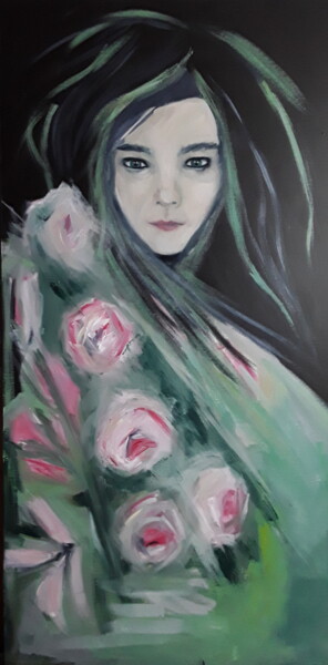 Pintura intitulada "Björk & Roses" por Marie Pascale Martins, Obras de arte originais, Acrílico