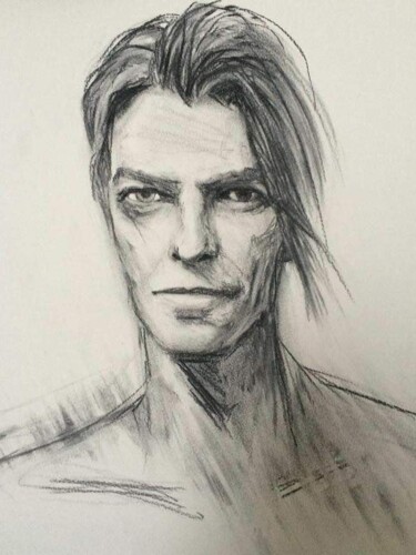 Dessin intitulée "david bowie" par Marie Pascale Martins, Œuvre d'art originale, Fusain