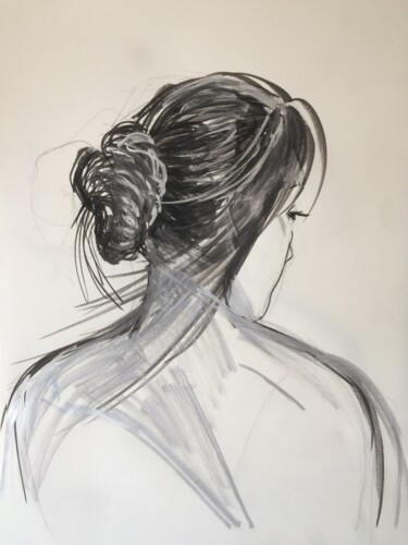 Drawing titled "croquis femme 1" by Marie Pascale Martins, Original Artwork, Ink