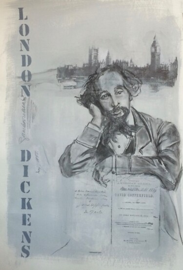 Peinture intitulée "charles Dickens 2" par Marie Pascale Martins, Œuvre d'art originale, Acrylique