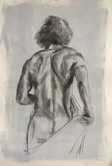 Drawing titled "homme nu dos" by Marie Pascale Martins, Original Artwork, Acrylic