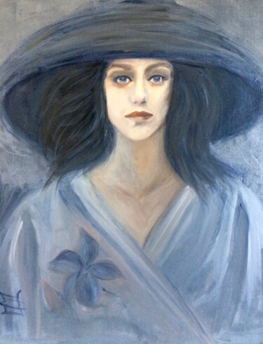 Painting titled "Femme au kimono" by Marie Pascale Martins, Original Artwork, Oil