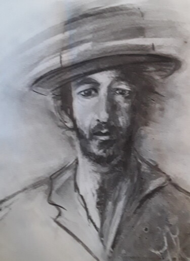 Drawing titled "Arthur H charcoal" by Marie Pascale Martins, Original Artwork, Charcoal