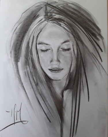 Drawing titled "DOLORE" by Marie Pascale Martins, Original Artwork, Charcoal