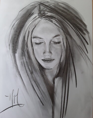 Dibujo titulada "DOLORE" por Marie Pascale Martins, Obra de arte original, Carbón