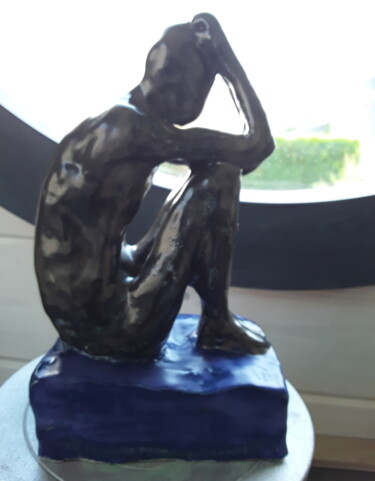 Sculpture intitulée "le penseur" par Marie Pascale Martins, Œuvre d'art originale, Céramique