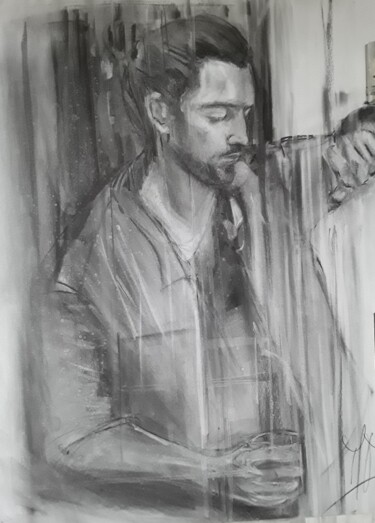 Drawing titled "Casey Baugh" by Marie Pascale Martins, Original Artwork, Charcoal
