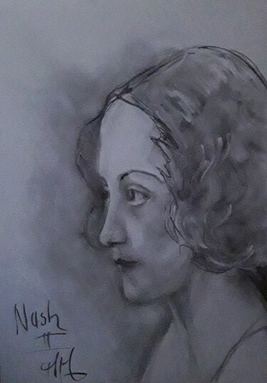 Dibujo titulada "Nush Eluard 2" por Marie Pascale Martins, Obra de arte original, Carbón