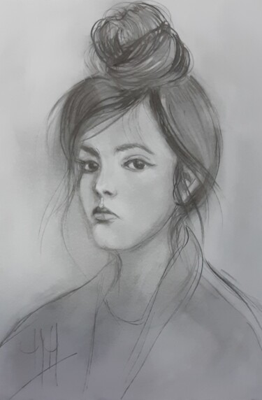 Drawing titled "HOSHI" by Marie Pascale Martins, Original Artwork, Charcoal
