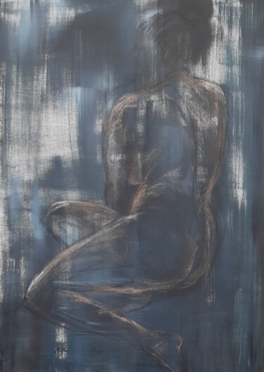 Tekening getiteld "Femme de dos" door Marie Pascale Martins, Origineel Kunstwerk, Acryl