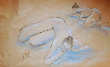 Drawing titled "Nu 1" by Marie Pascale Martins, Original Artwork, Chalk