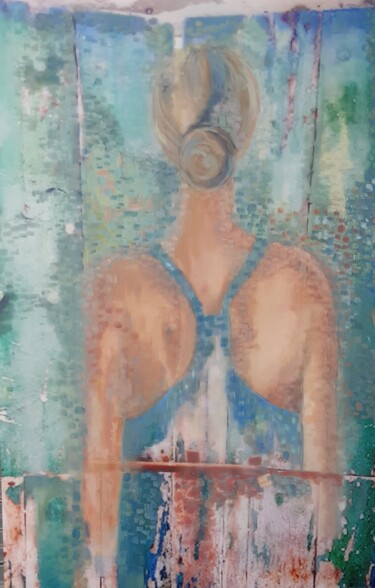 Scultura intitolato "Porte bleue impress…" da Marie Pascale Martins, Opera d'arte originale, Acrilico