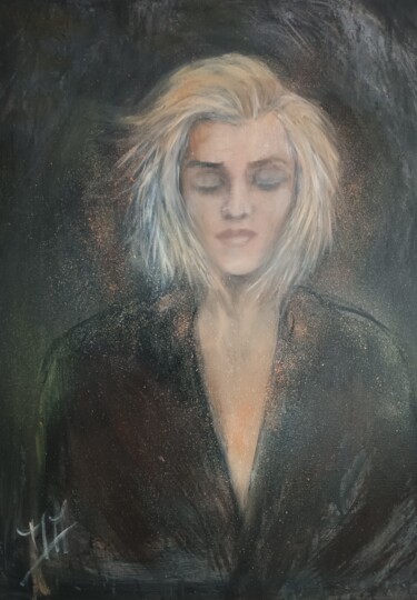 Painting titled "Solitude" by Marie Pascale Martins, Original Artwork, Oil Mounted on Wood Stretcher frame