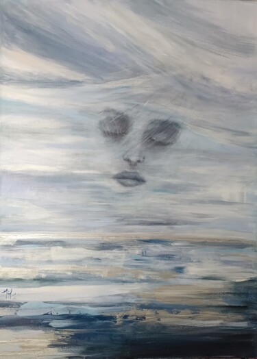 Painting titled "paradis blanc" by Marie Pascale Martins, Original Artwork, Oil