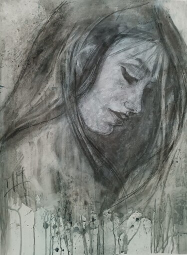 Drawing titled "Pensée" by Marie Pascale Martins, Original Artwork, Acrylic