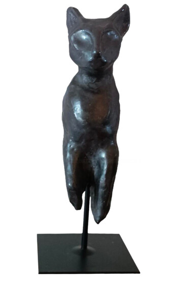 Skulptur mit dem Titel "chat buste" von Marie Pascale Martins, Original-Kunstwerk, Terra cotta