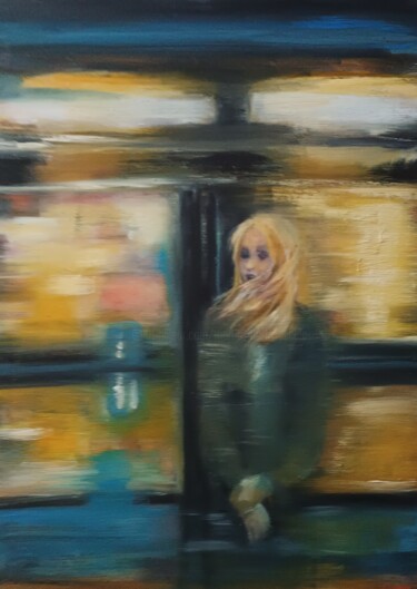 Painting titled "Nocturne urbain 3" by Marie Pascale Martins, Original Artwork, Oil